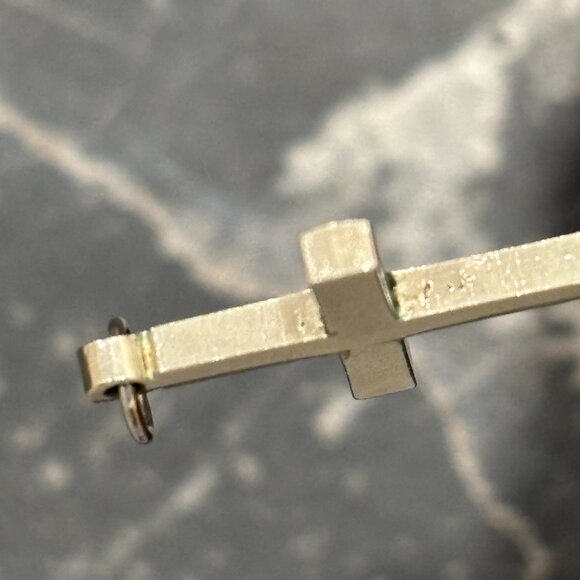 Vintage 925 Silver Cross Pendant Necklace with 17" Square Chain - Picture 4 of 10